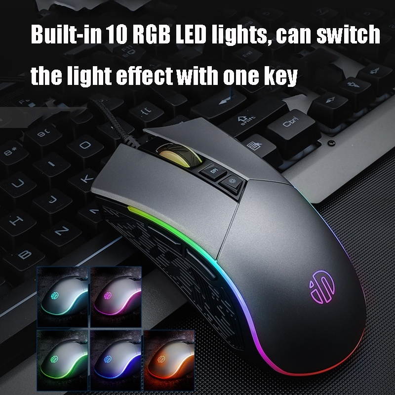 Inphic 4800DPI 8 Keys Game Marquee Mechanical Macro Programming Office Mute Wired Mouse, Cable Length: 1.5m