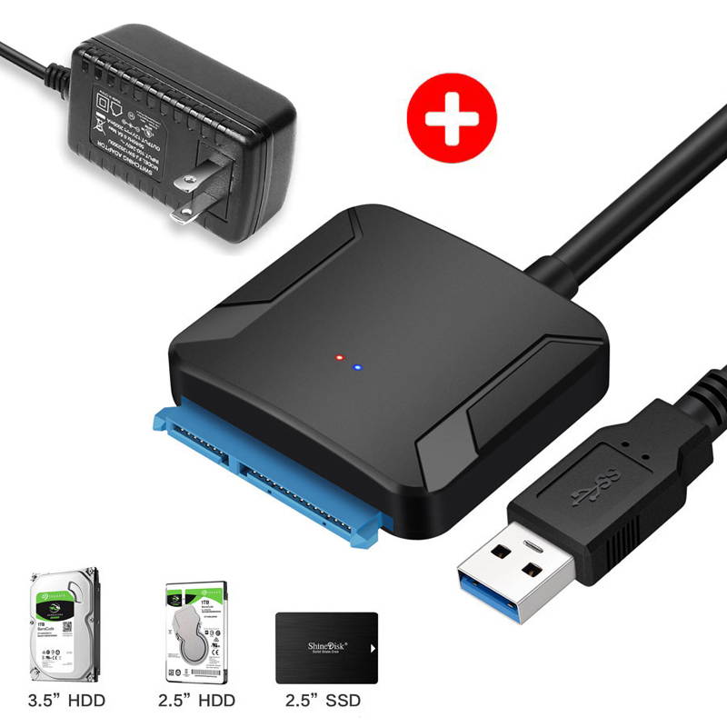 SATA to USB 3.0,Jansicotek SATA III Hard Drive Adapter Converter for 3.5/2.5 Inch HDD/SSD with 12V/2A Power Adapter