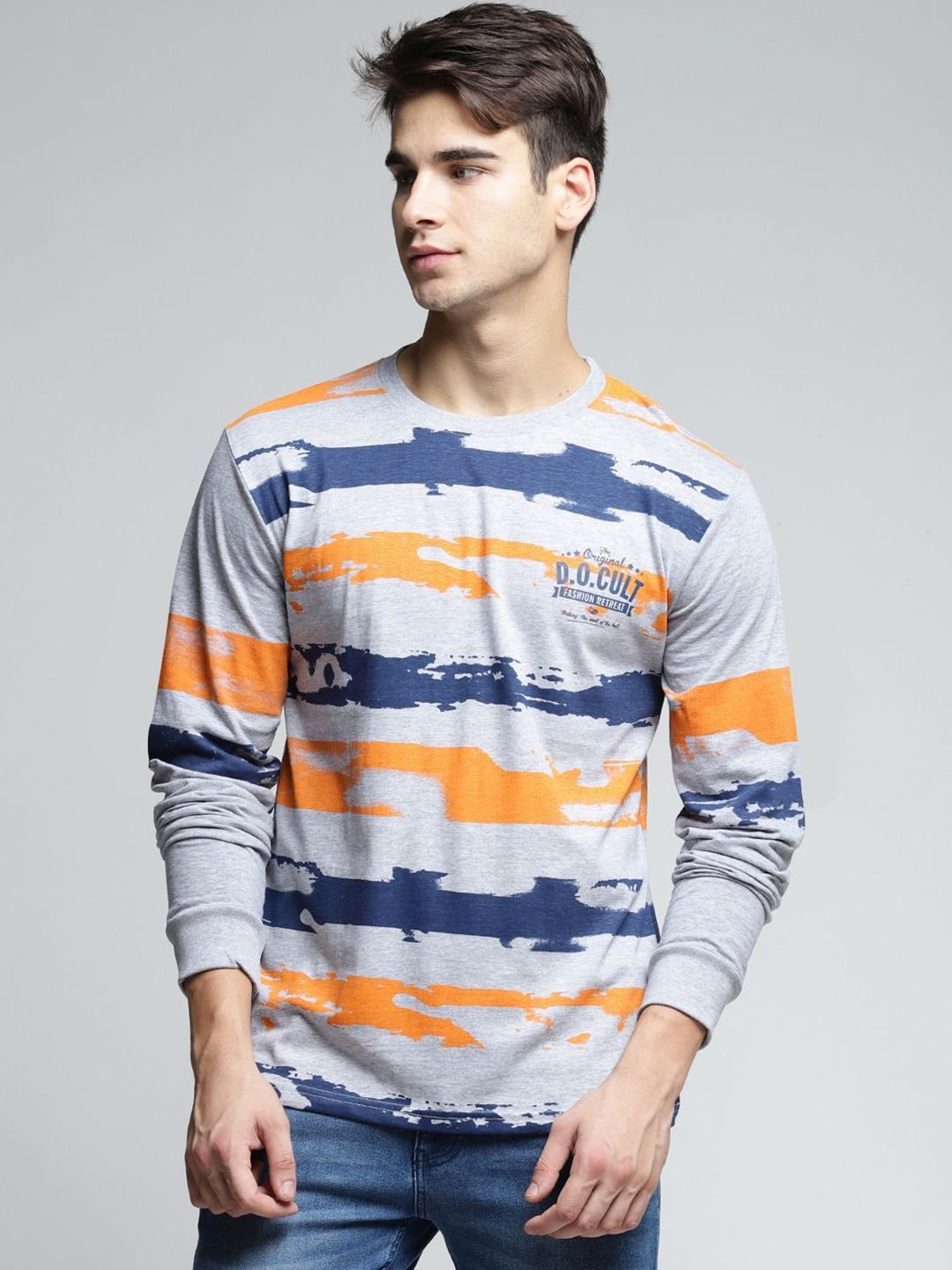 Difference Of Opinion Grey Cotton Regular Fit Printed T-Shirt