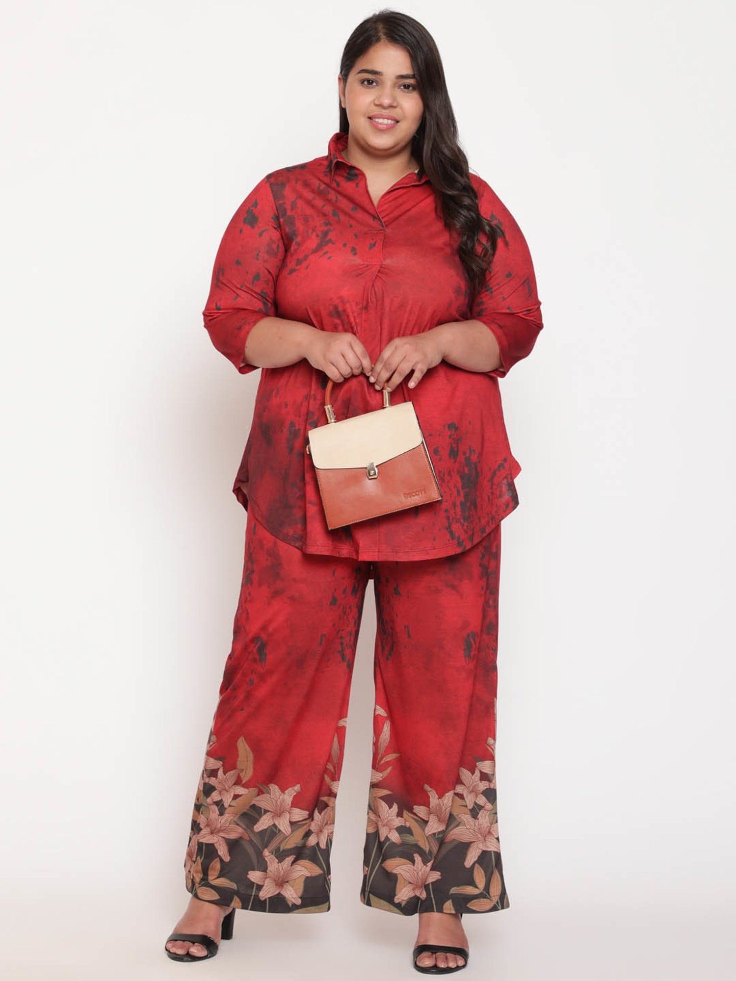 Amydus Red Floral Print Palazzos