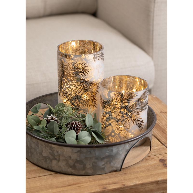 Sullivans Pinecone Glass Pillar Candle Holder Set of 2, 6"H & 7.75"H Gold