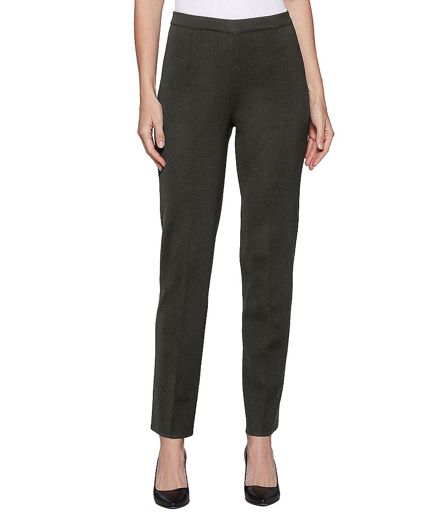 Ming Wang Straight-Leg Pull-On Elasticized Knit Pants