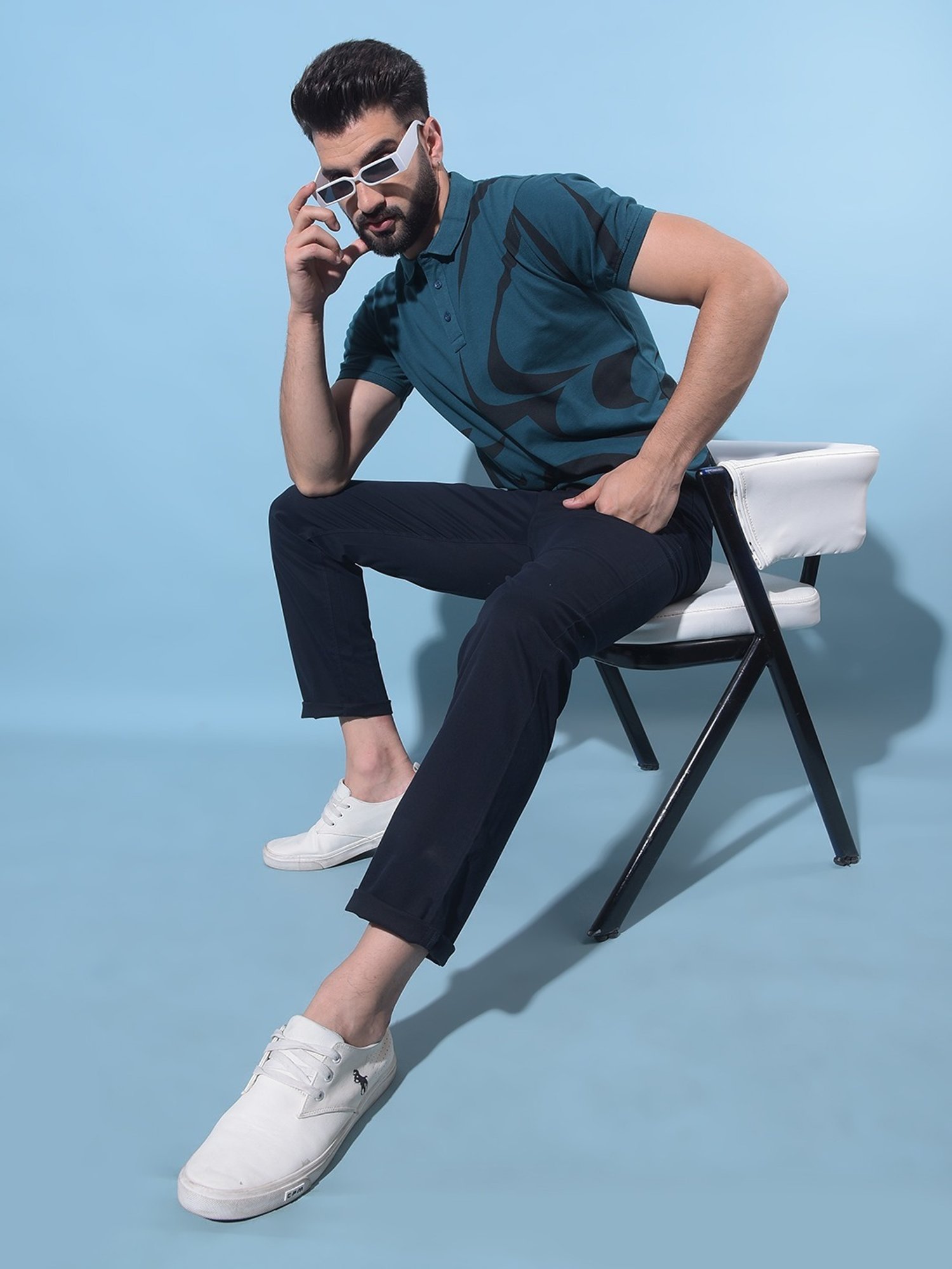 Crimsoune Club Green  Slim Fit Printed Polo T-Shirt