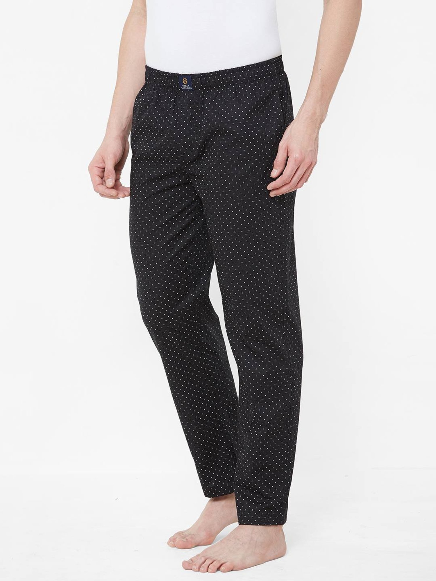 Urban Scottish Black Regular Fit Printed Nightwear Pyjamas