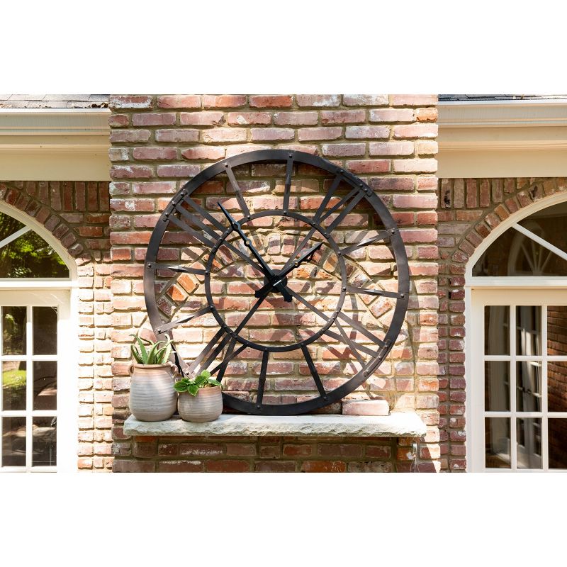 20" Metal Cut Out Roman Numeral Wall Clock Black - Patton Wall Decor