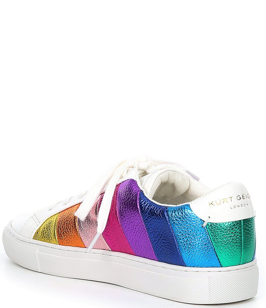 Kurt Geiger London Lane Metallic Rainbow Stripe Lace-Up Sneakers