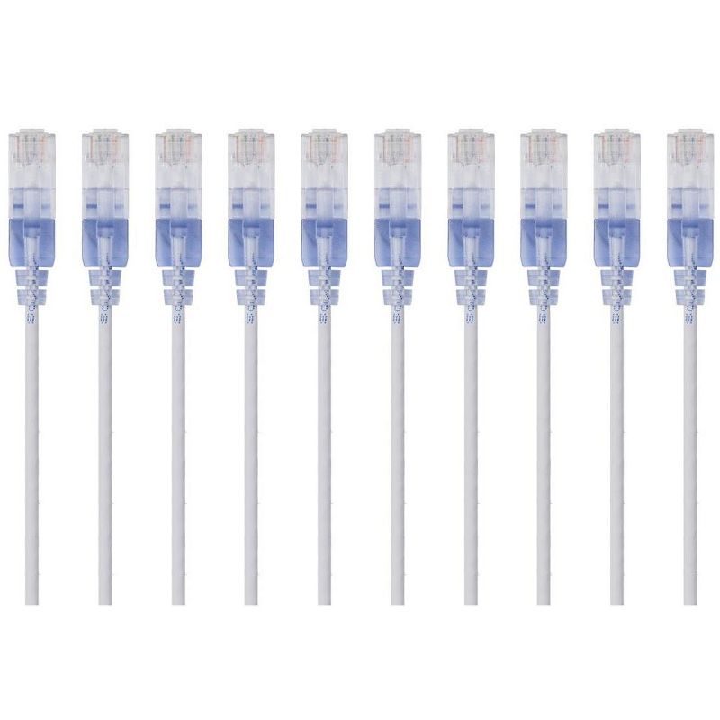 Monoprice Cat6A Ethernet Patch Cable - 3 Feet - White | Network Internet Cord - RJ45, 550Mhz, UTP, Pure Bare Copper Wire, 10G, 30AWG, 10-Pack -