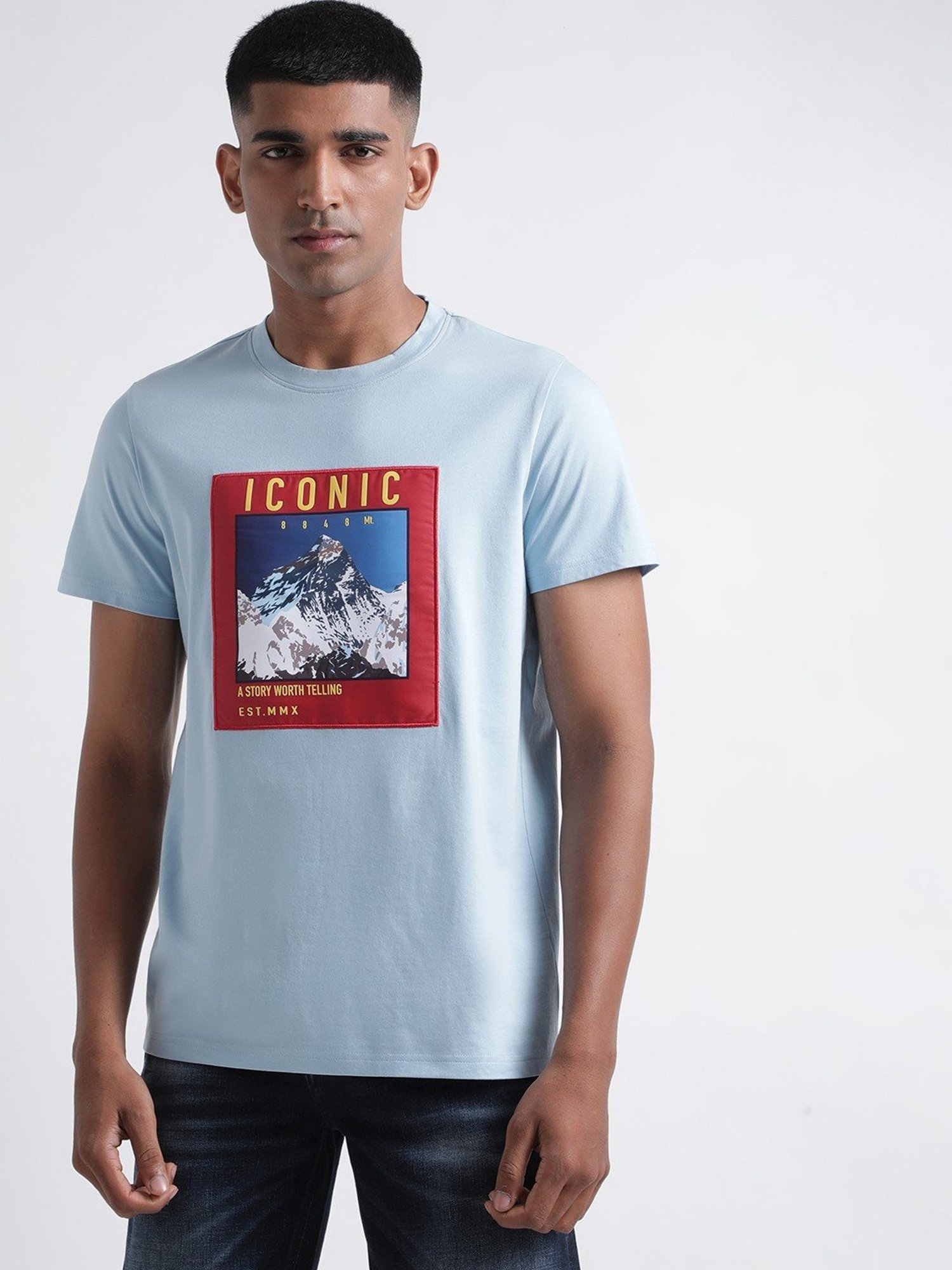 Iconic Men Printed Regular Fit Cotton T-shirt