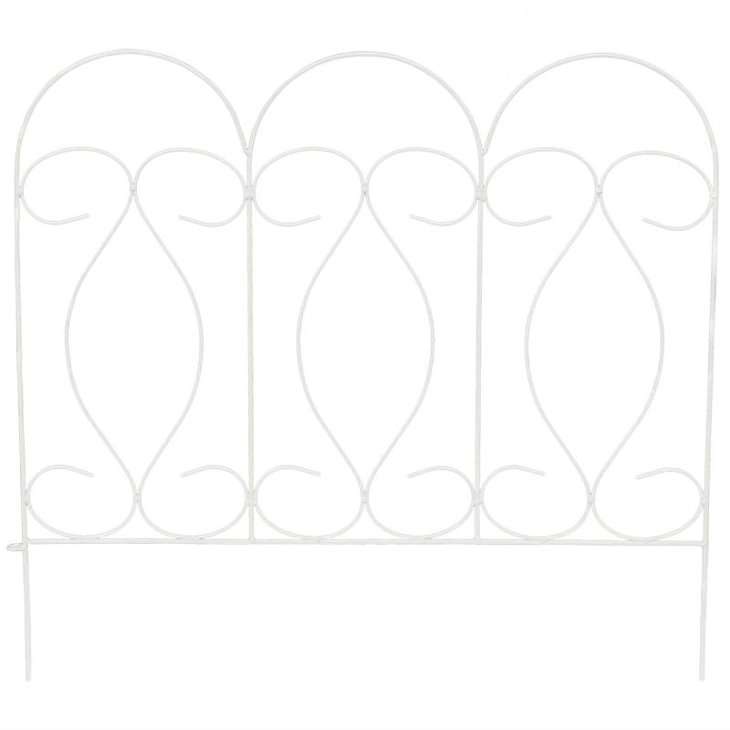Sunnydaze Outdoor Lawn and Garden Metal Traditional Style Decorative Border Fence Panel Set - 10' - White - 5pk