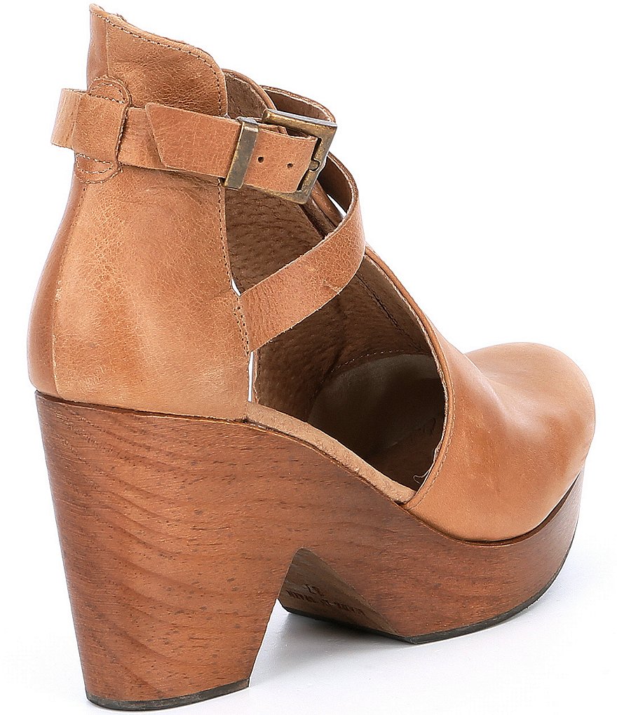 Free People Cedar Leather Buckle Wood Clogs