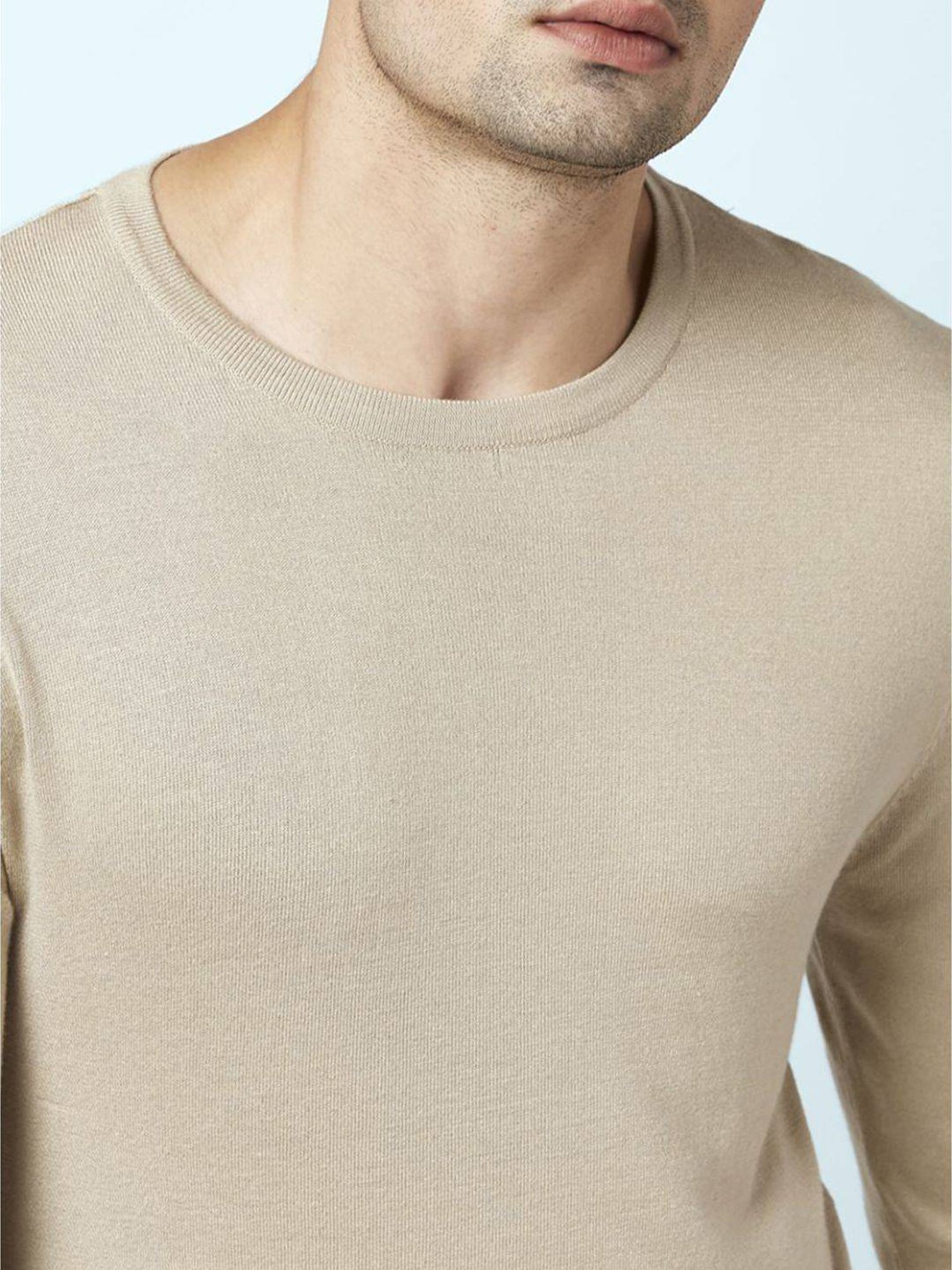 Byford By Pantaloons Beige Regular Fit Sweaters