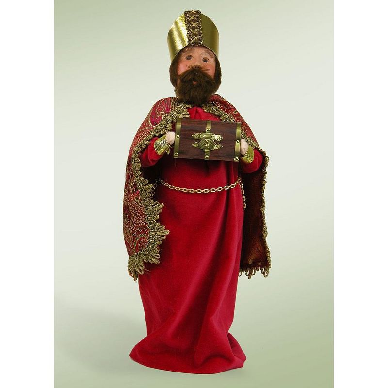 Byers Choice 13.5" Red Garbed Wise Man with Chest of Myrrh Christmas Caroler Figure