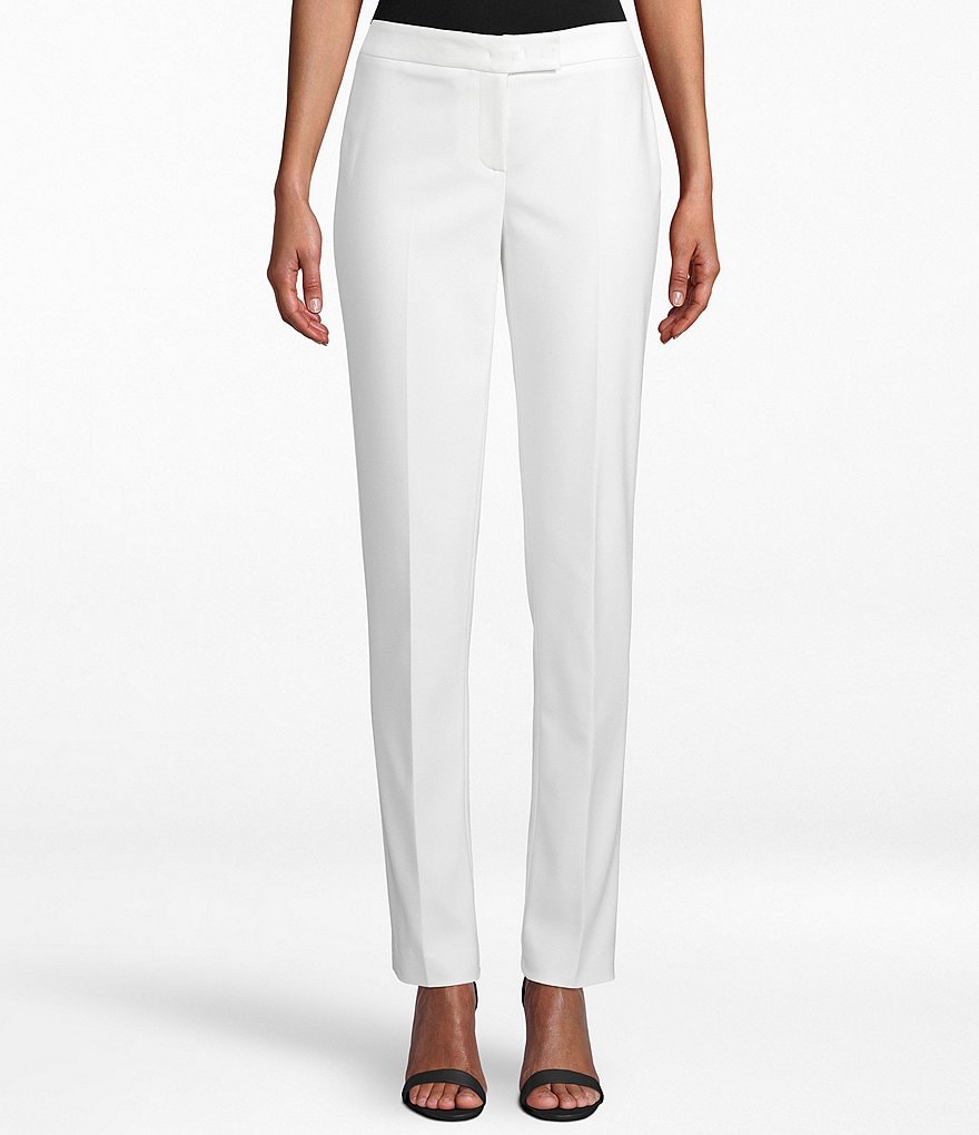 Anne Klein Cotton Bowie High Rise Slim Leg Ankle Pants