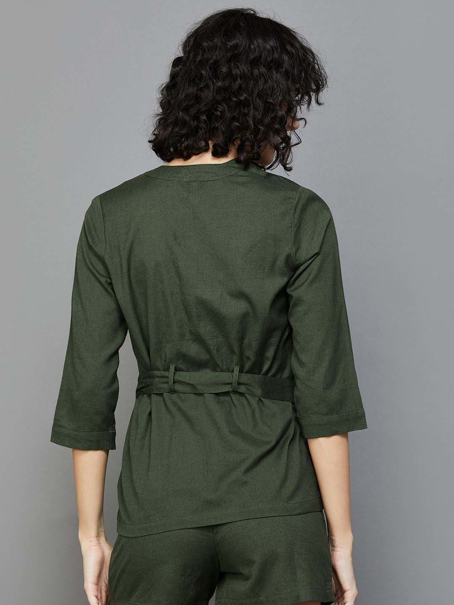 Fame Forever by Lifestyle Olive Green Cotton Shrug