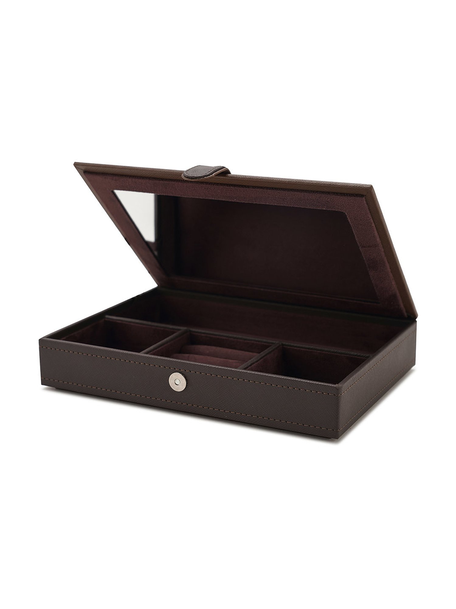 Pure Home and Living Brown Leather Solid Jewellery Organiser