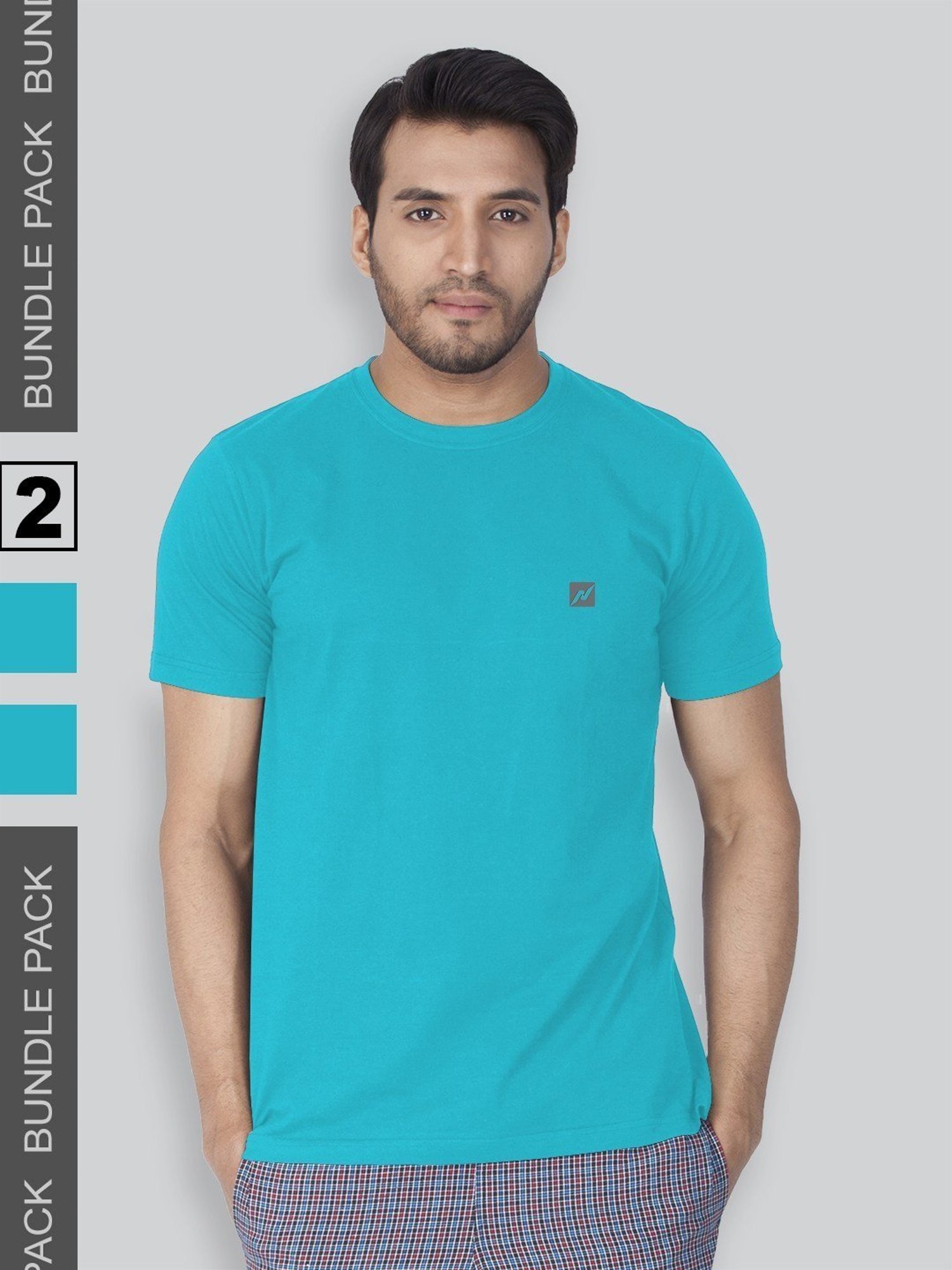 Lux Nitro Turquoise Regular Fit T-Shirt Pack of - 2