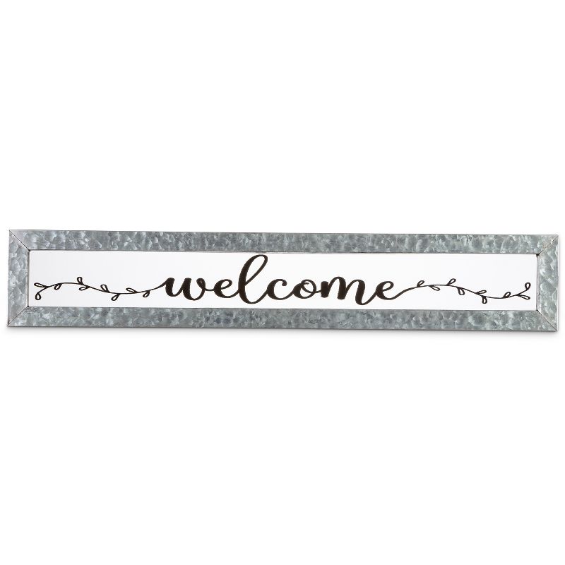 Lone Elm Studios 31.5-Inch Long Clear Acrylic Welcome Sign with Galvanized Frame