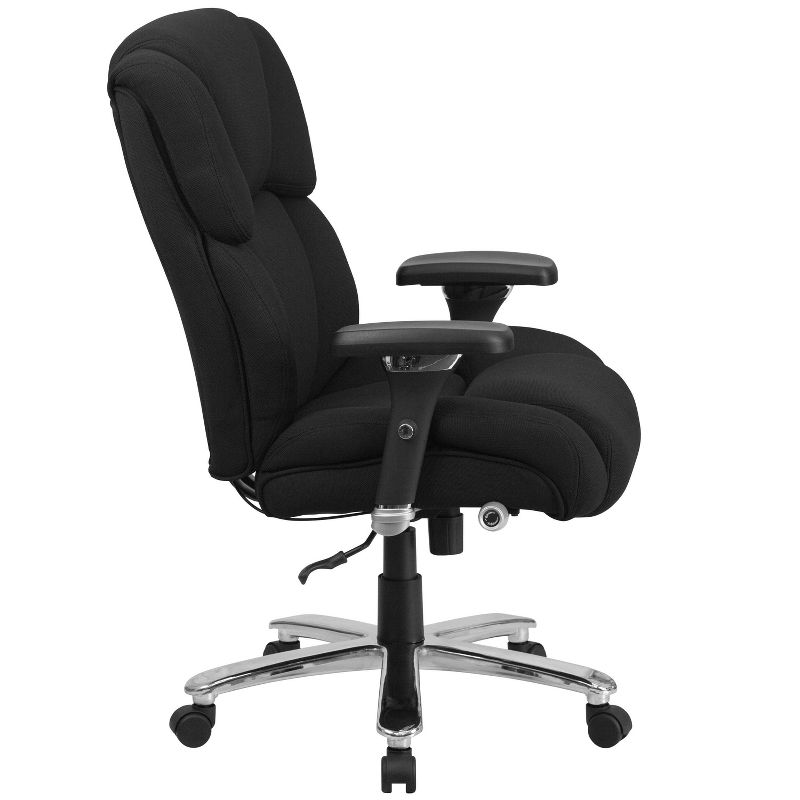 48" Fabric Rated Executive Swivel Ergonomic Office Chair with Tufted Headrest & Back Black - Riverstone Furniture