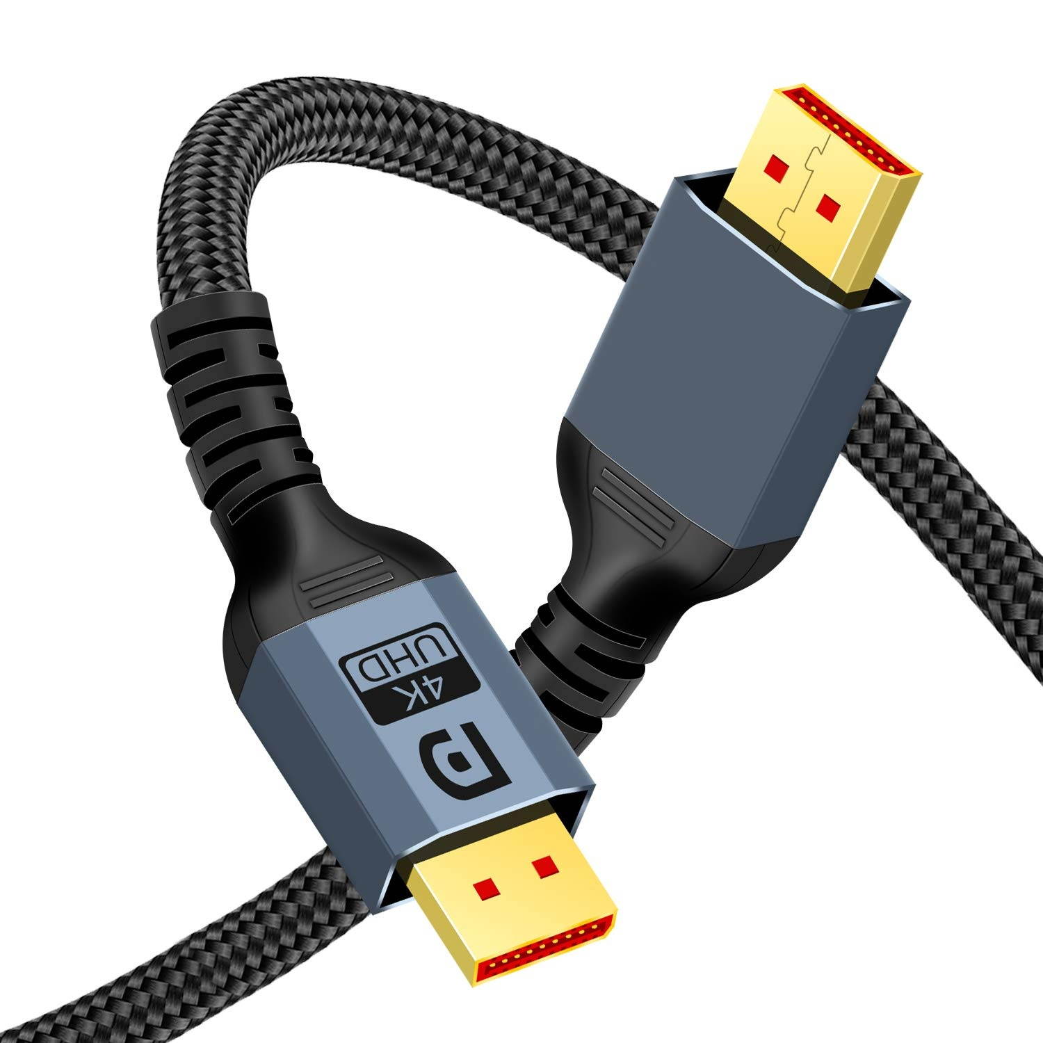 10Ft DisplayPort CableKableRika 4K DP Cable Nylon Braided -(4K@60Hz 2k@144Hz) Ultra High Speed DisplayPort to DisplayPort Cable for Laptop PC TV etc- Gaming Monitor Cable-Grey