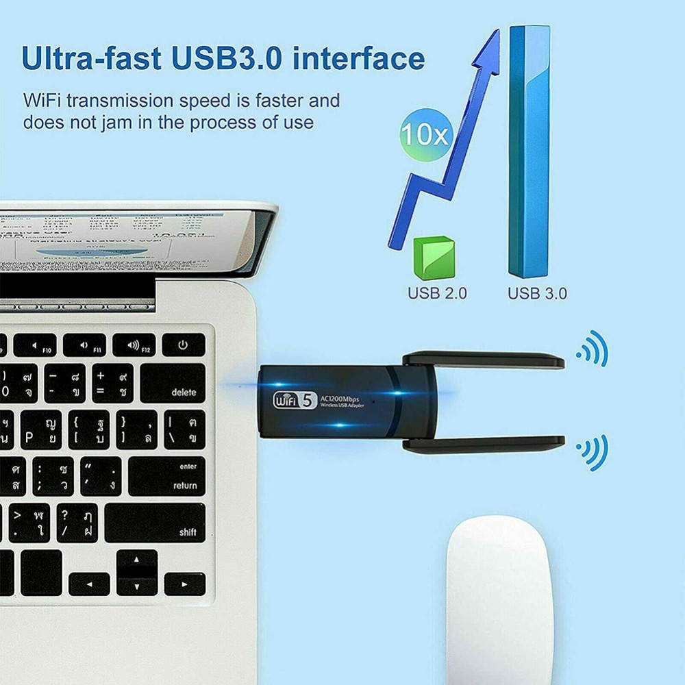 Ochine 1200Mbps Long Range USB WiFi Adapter for PC, Desktop, Laptop of Windows 10/8.1/8/7/XP, MAC, 5GHz USB 3.0 Cradle Dual-frequency Routing Relay Wifi Amplifier