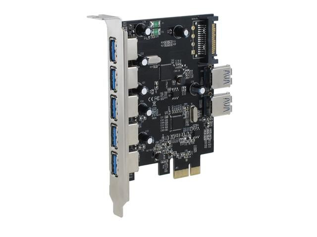 Sedna PCIE 7 Port USB 3.0 Adapter Card Supporting Windows 8 UASP, Super Fast Speed, with SATA Power Connector and 3.5" Floppy Bay Front Panel