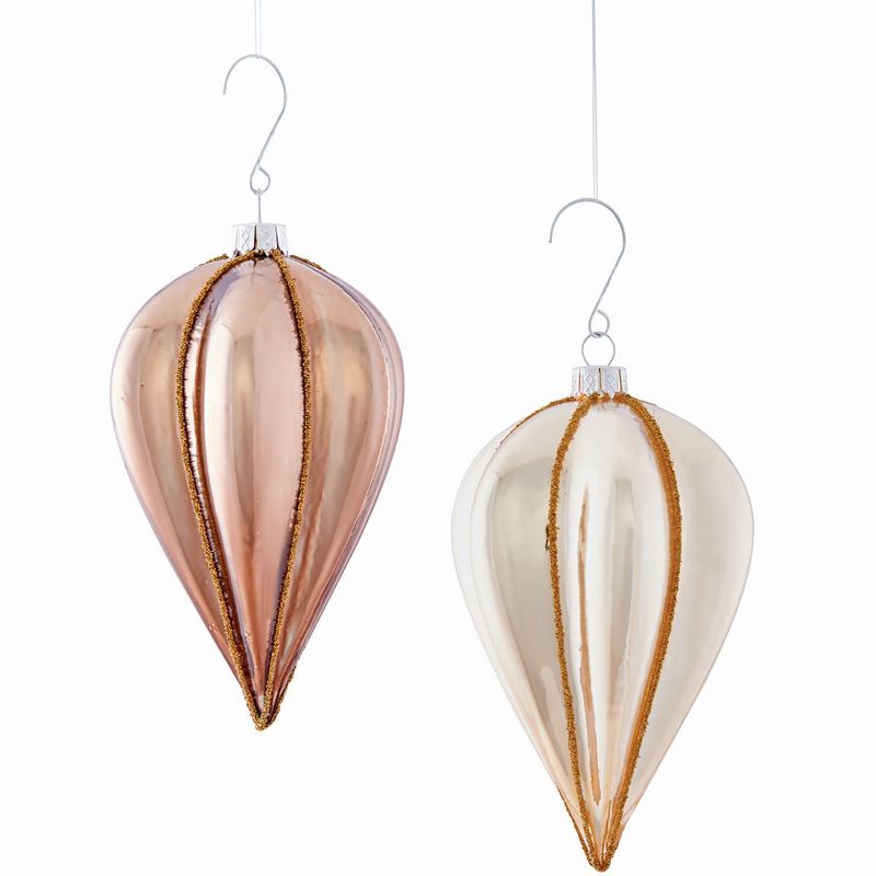 Plum & Post Glass Spindle Drop Ornaments, Set Of 2