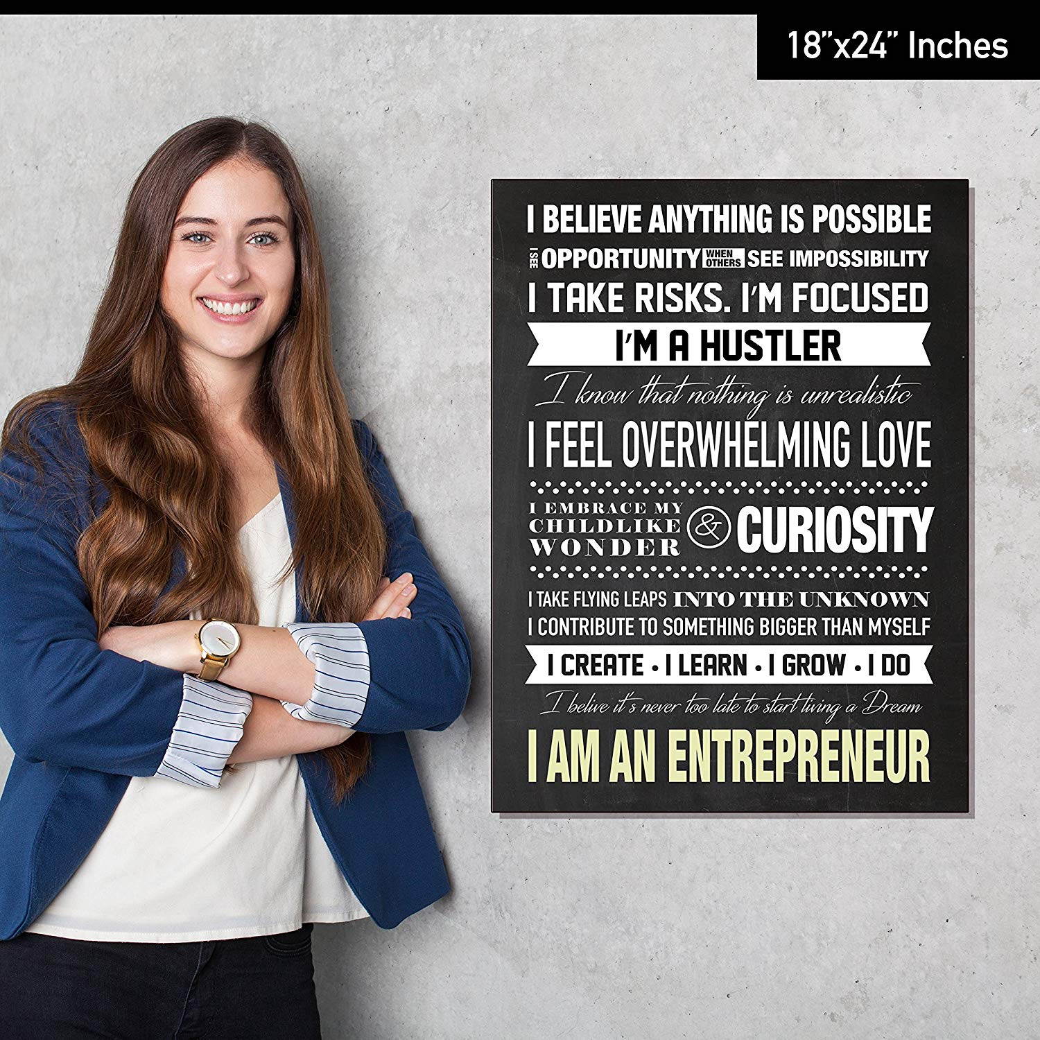 I Am An Entrepreneur Motivational Poster for Home Office Use - Start Your Day Off Right By Reminding Yourself Why You Do What You Do - English Language