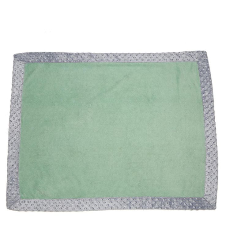 Bacati - Solid Mint with Solid Border Blanket (Mint/Grey Border)