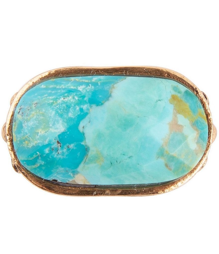 Barse Bronze and Faceted Genuine Turquoise Ring