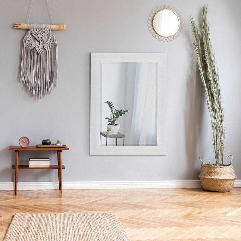 29.5" x 35.5" Textured Wash Plank Frame Mirror White - Head West