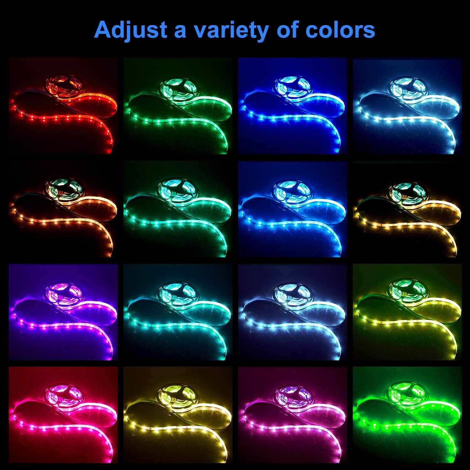 LED Strip Lights 32.8ft RGBW LED Light Strip with 44 Keys IR Remote and 12V Power Supply Flexible Color Changing Lights 300 LEDs Light Strips Kit for Home Bedroom Kitchen Cabinet & DIY Decoration