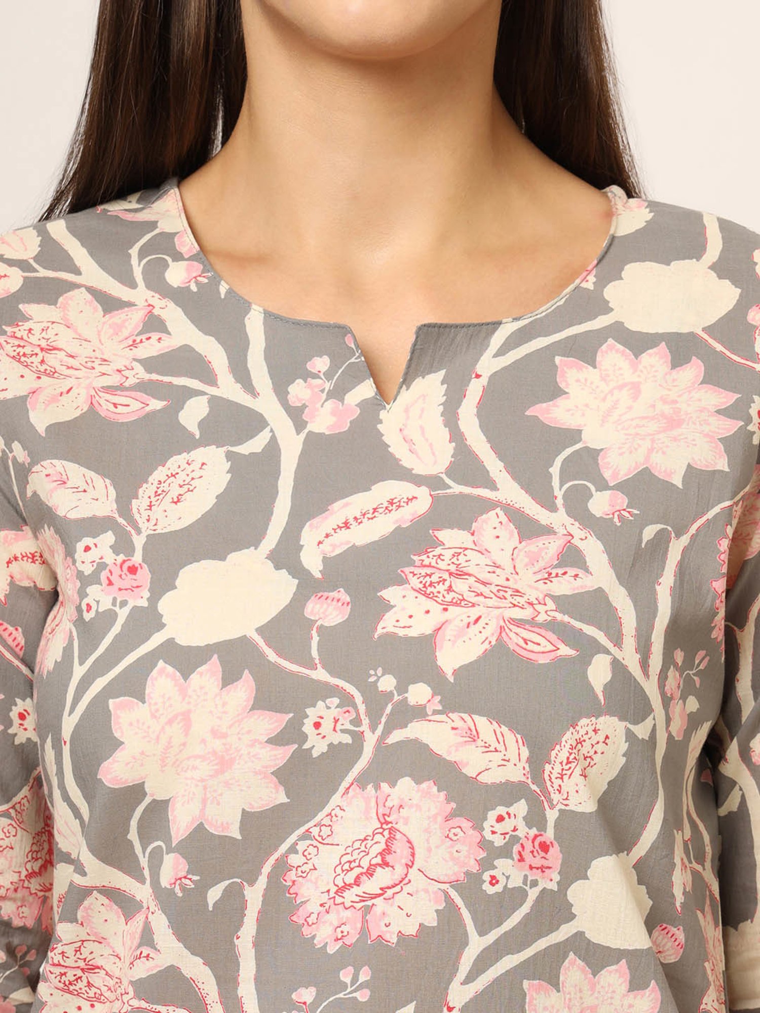 Divena Grey Printed Top With Pyjamas