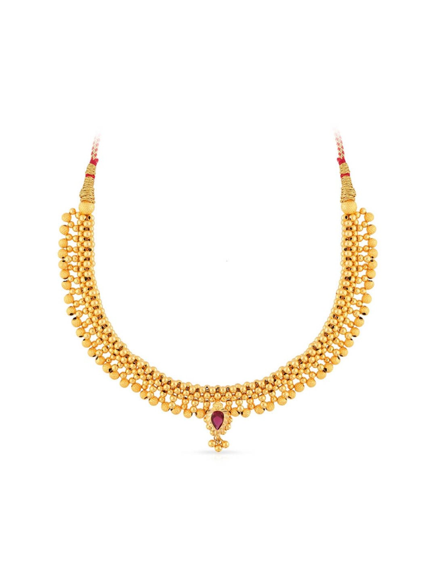 Malabar Gold and Diamonds 22k Gold Semi-Long Tushi Matinee Necklace For Women