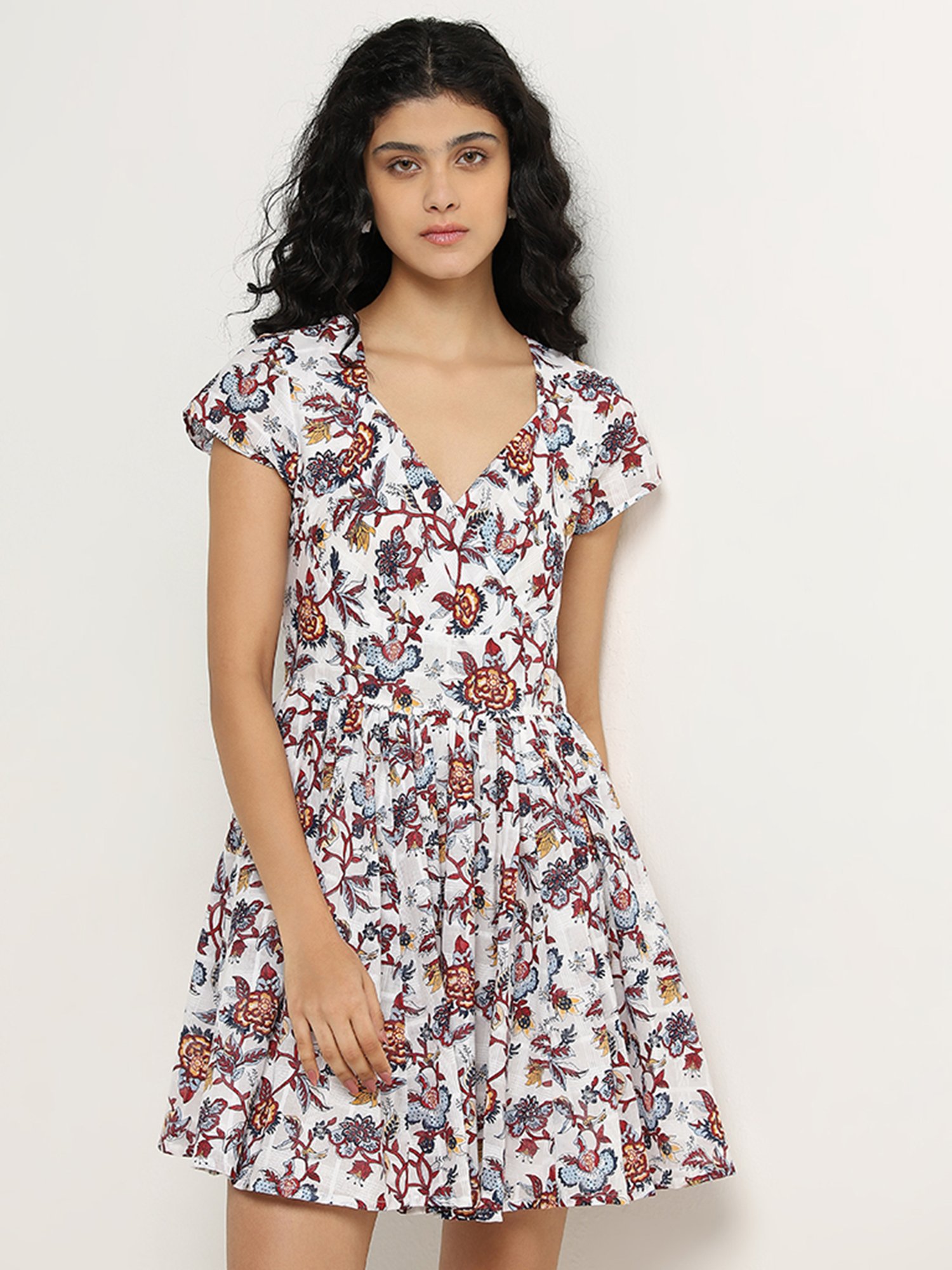 Bombay Paisley by Westside Multicolour Floral A-Line Cotton Dress