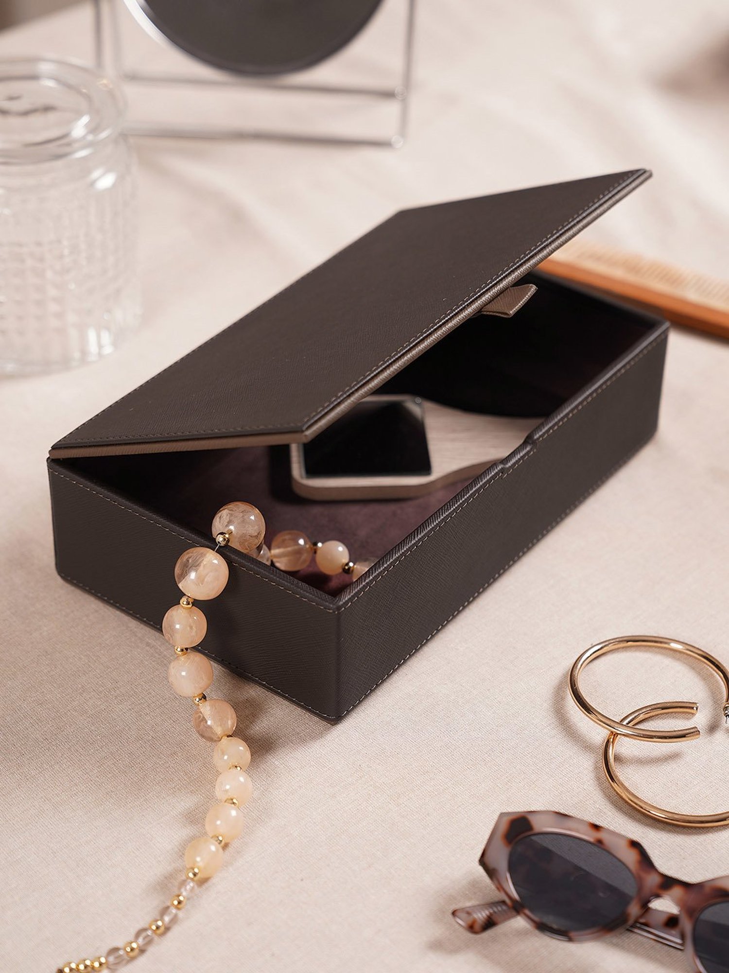 Pure Home and Living Brown Leather Solid Storage Boxes