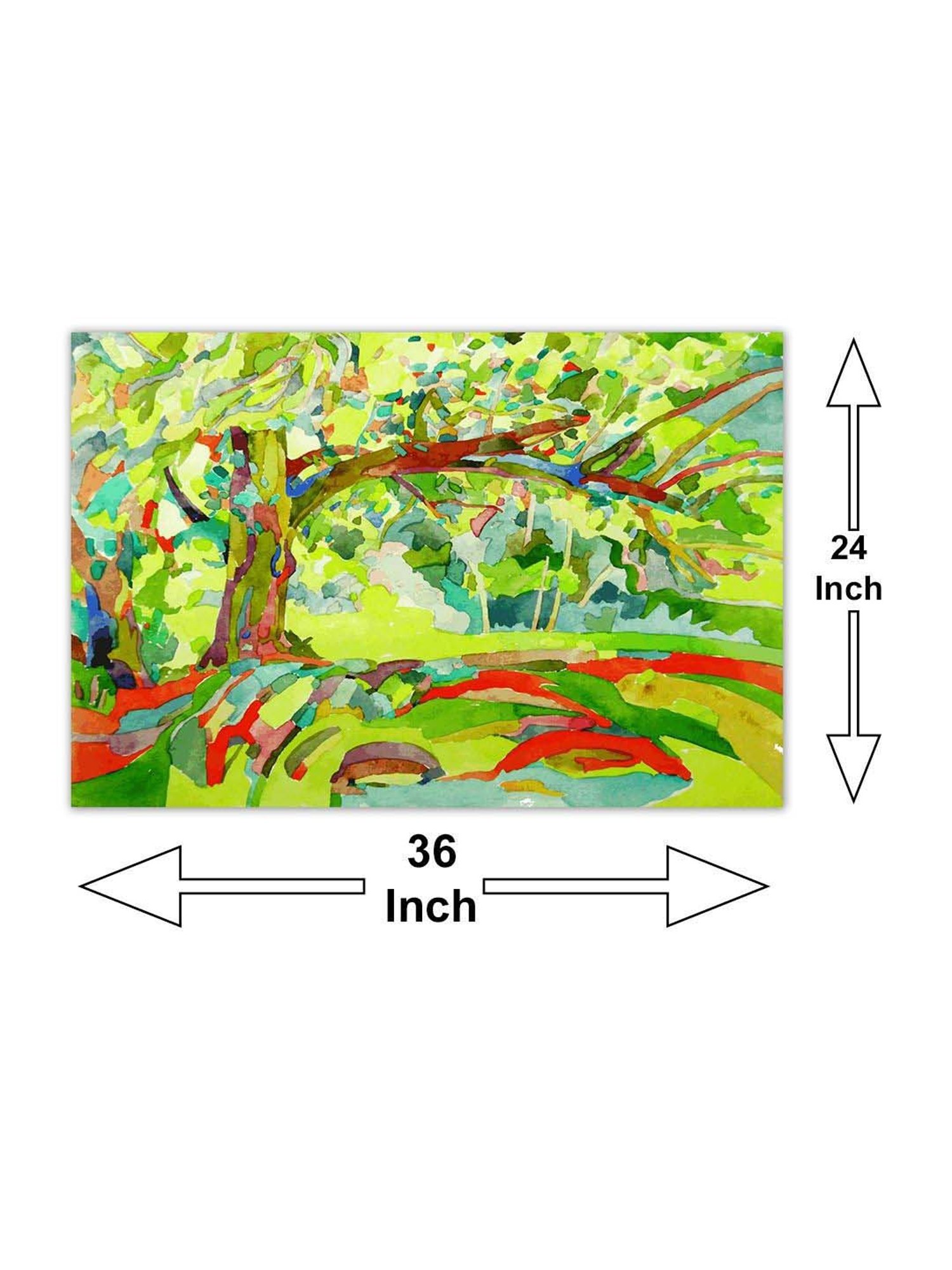 999store Green & Red Tree Canvas Painting