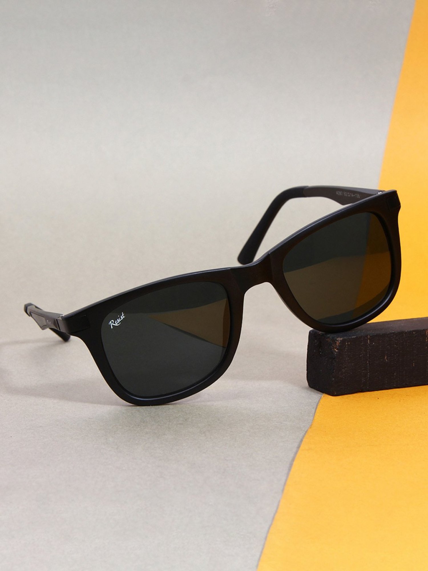 Resist Eyewear Black Wayfarer Unisex Sunglasses