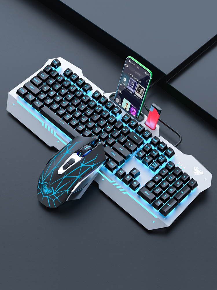AULA F3010 Ergonomic Design Mechanical Feeling Gaming Keyboard  with Cool Backlit, 2400DPI Macro  Mouse and Gaming Headset Combo for Gaming and Office, 26 Non-conflicting Keys