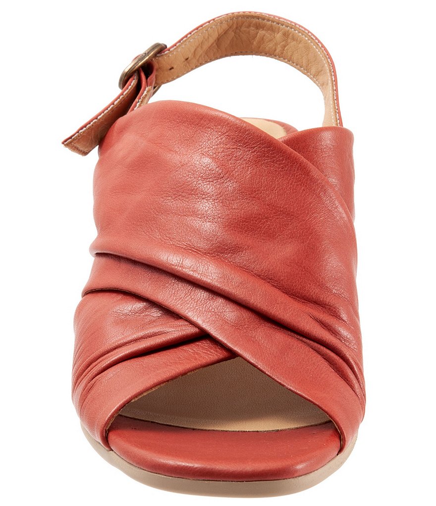 Bueno Eden Ruched Leather Block Heel Sling Sandals