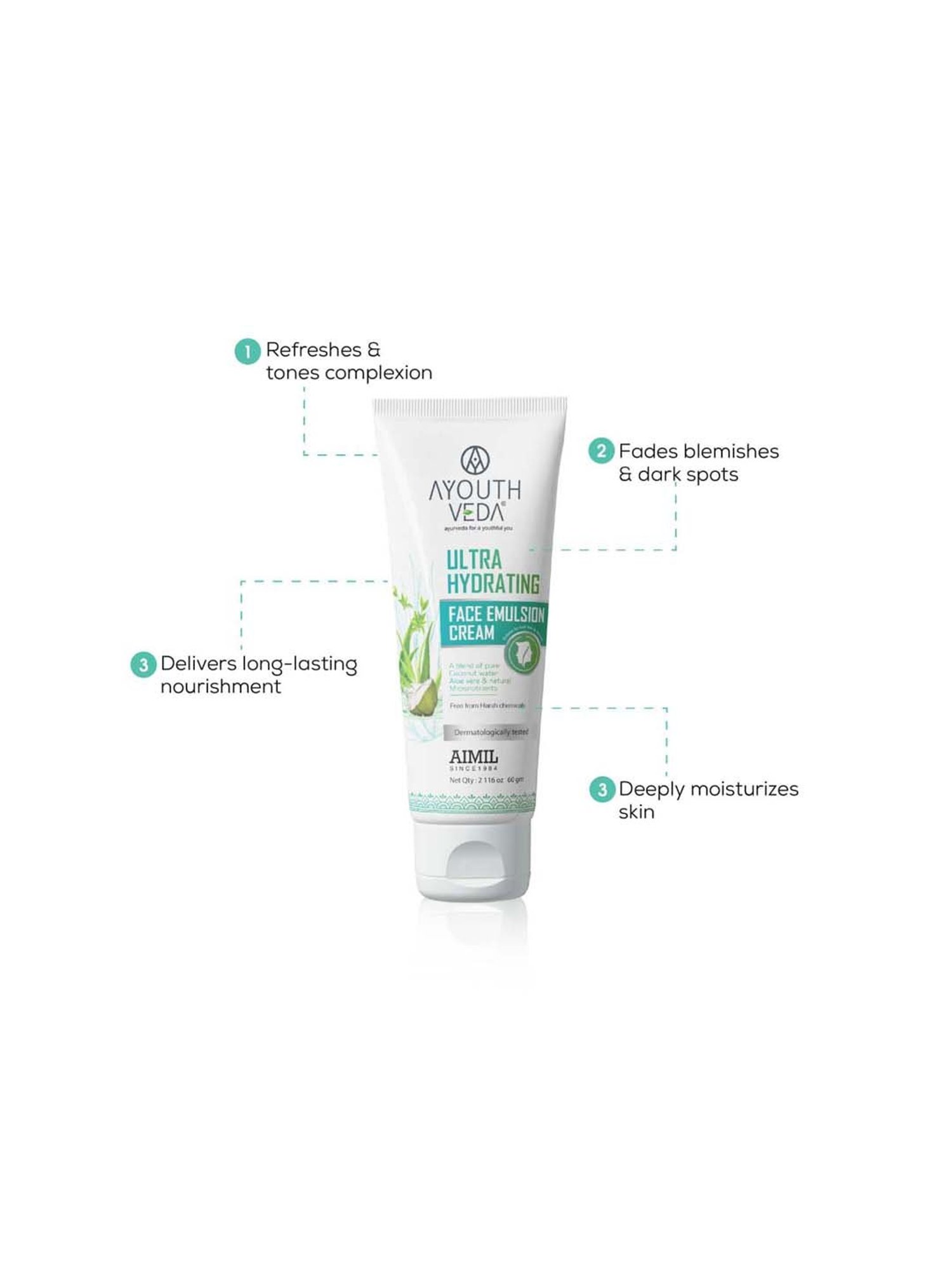 AyouthVeda Ultra Hydrating Face Emulsion Cream - 60 gm