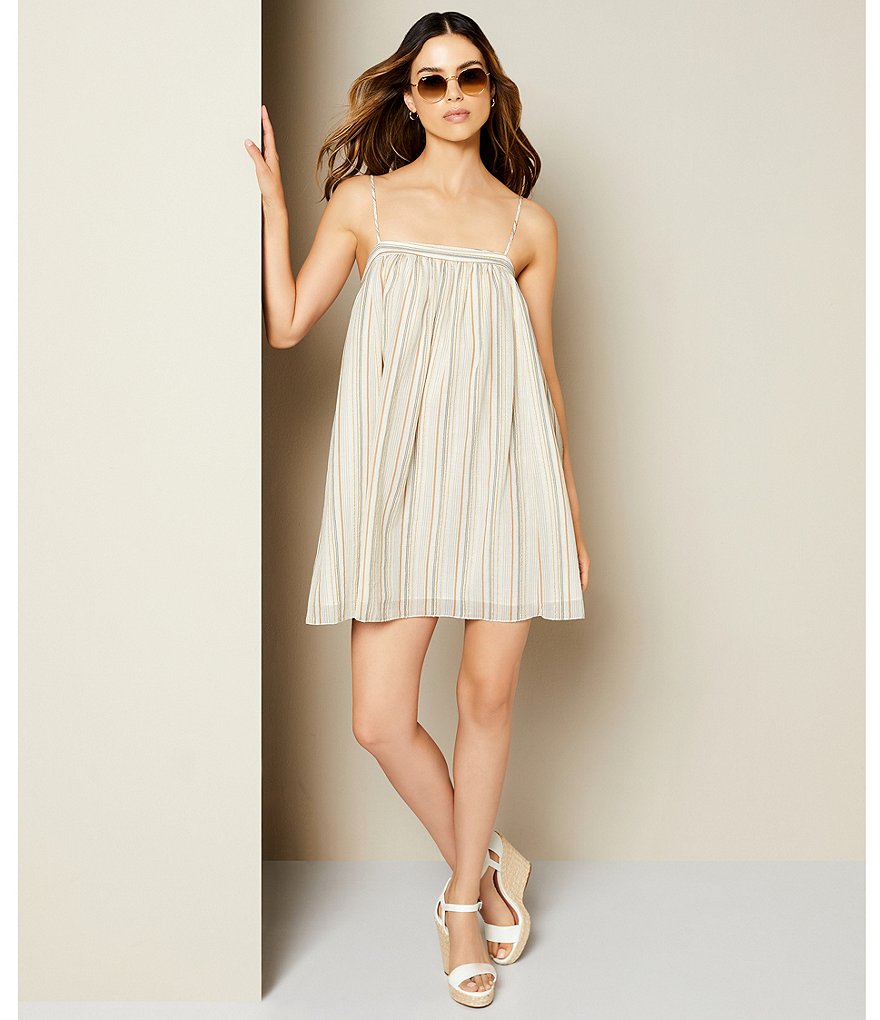 Gianni Bini Rosie Sleeveless Striped Square Neck Babydoll Dress