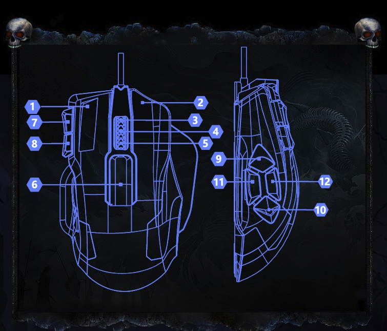 AULA Death Coil  Ergonomic Design, Cool Exterior Wired 8200DPI 10-button 7 Breathing Backlit Light Gaming Mouse For Office And Game, High Compatability - Red