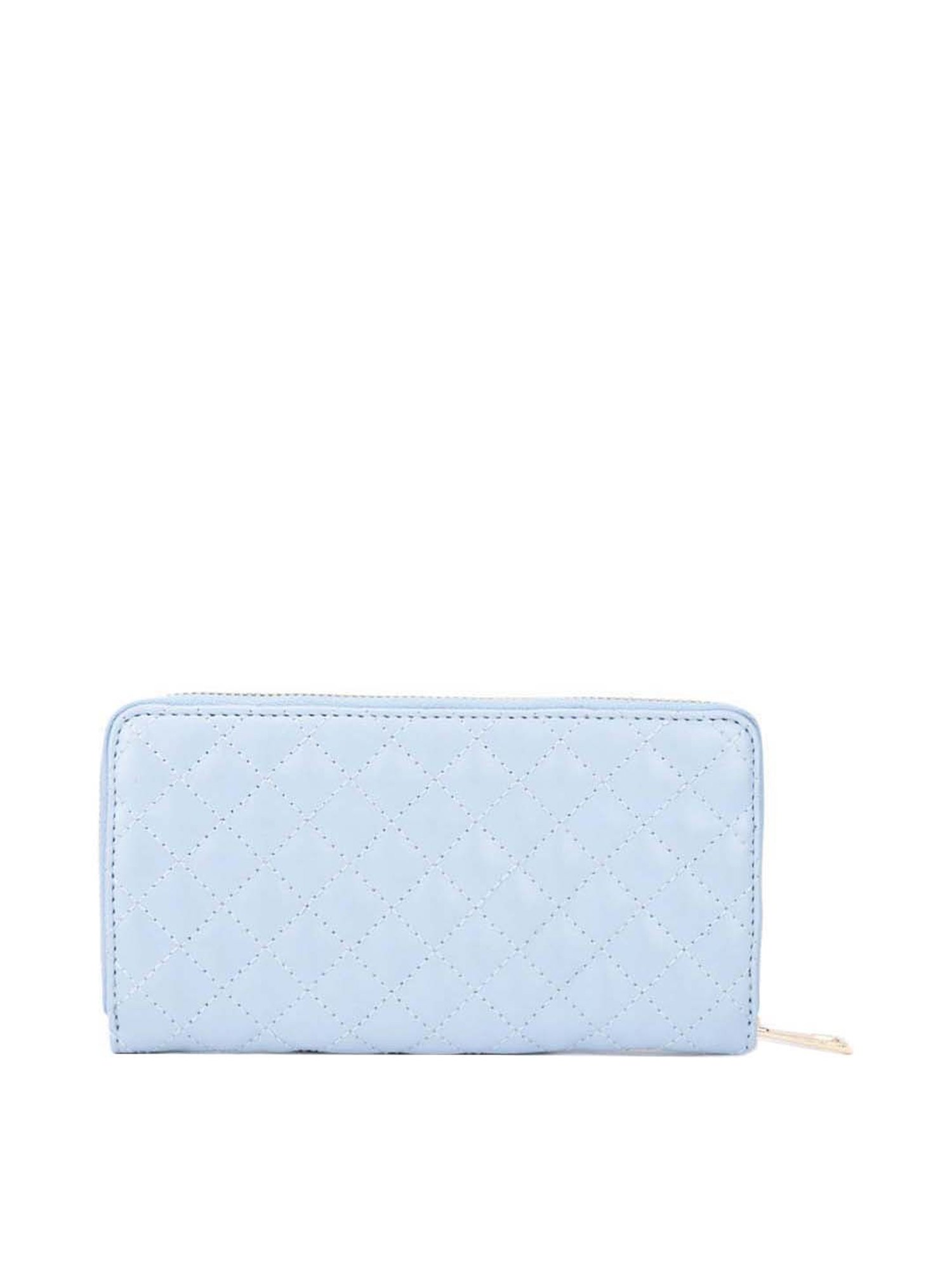 KLEIO Blue Quilted Zip Around Wallet for Women
