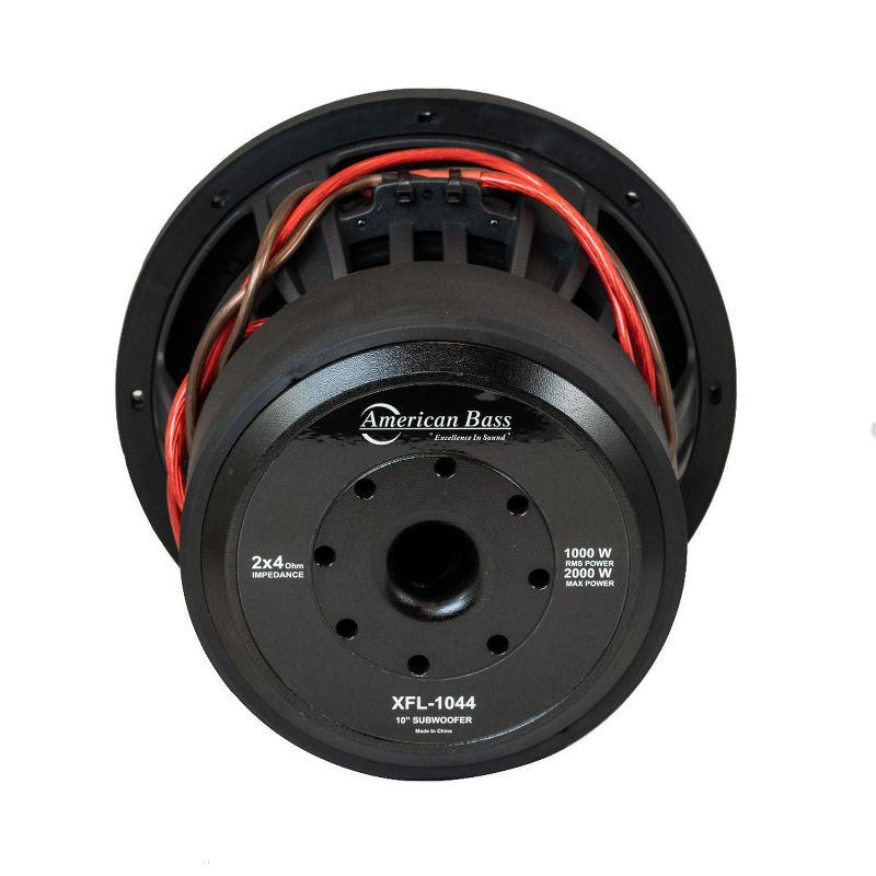 American Bass XFL 1044 10 Inch Dual 4 Ohm Heavy Duty Cast Basket Voice Coil 2000 Watt Subwoofer Speaker with Double 200 Ounce Magnets & Cooling Vents