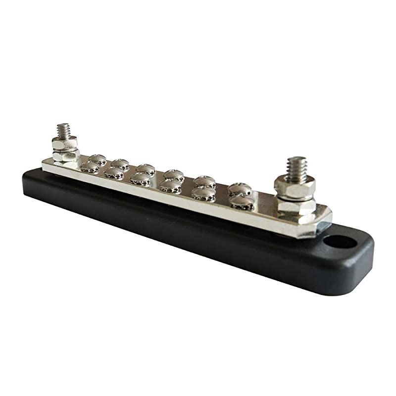 Terminal Heavy Duty Copper Grounding Bus Bar - 2 Studs 250A Ground Distribution Block BusBar