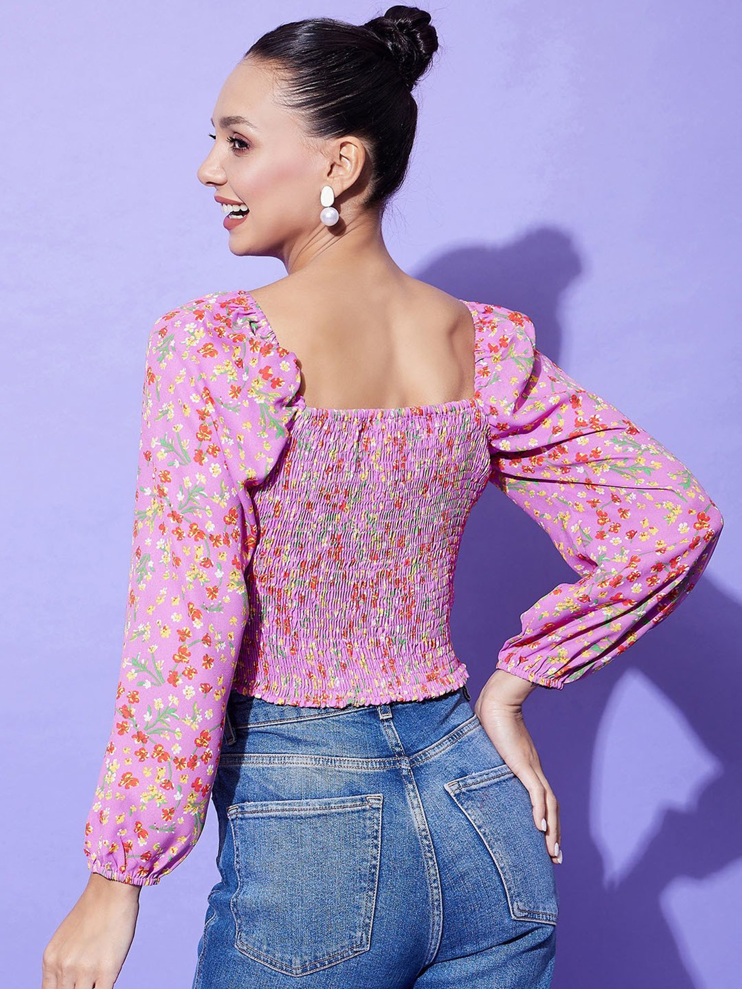 StyleStone Lavender Printed Crop Top