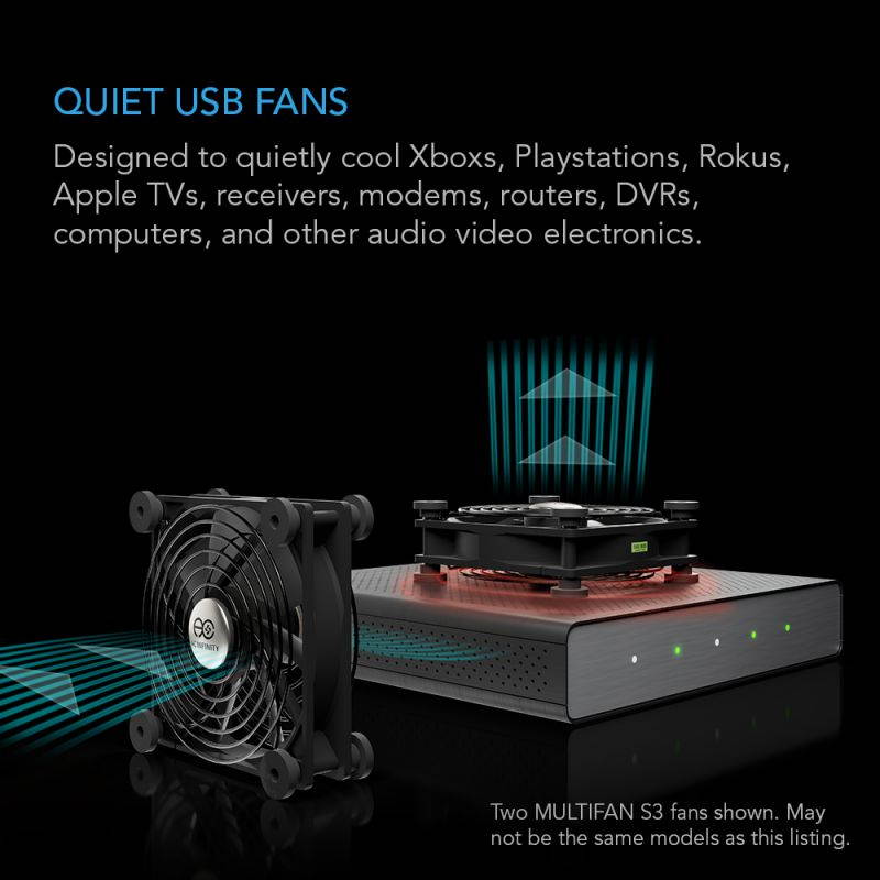 AC Infinity MULTIFAN S1, Quiet 80mm USB Fan for Receiver DVR Playstation Xbox Computer Cabinet Cooling