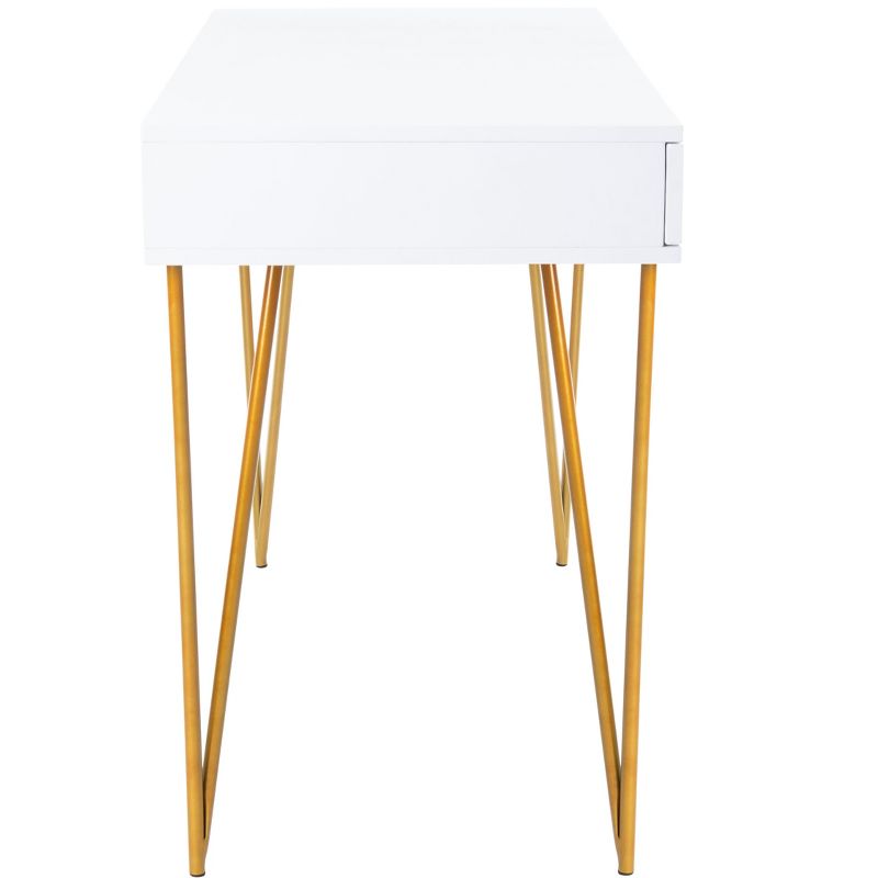 Pine Two Drawer Desk - White/Gold - Safavieh