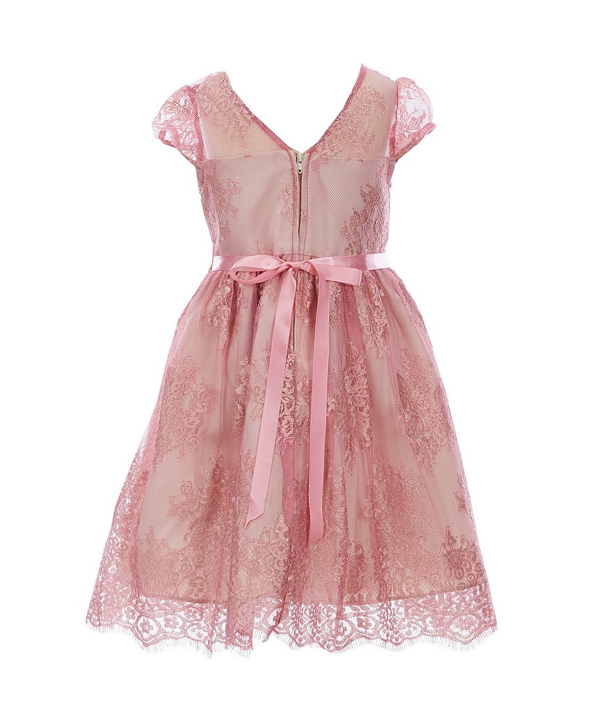 Rare Editions Little Girls 2T-6X Illusion Foiled Lace Fit-And-Flare Dress