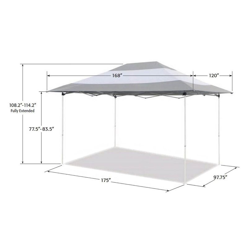 Z-Shade 14 x 10 Foot Prestige Instant Shade Outdoor Canopy Shelter Tent with Reliable Stakes, Steel Frame, and Rolling Bag, Grey & White